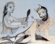 巴勃罗 毕加索 : 受伤的山林神潘和女人